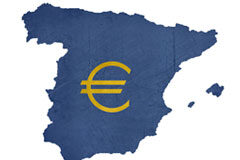 La garantía de la unidad de mercado Símbolo del euro sobre un mapa de España