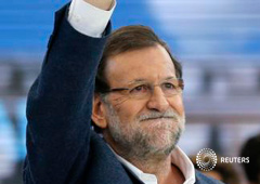 el presidente de Gobierno, Mariano Rajoy, en un acto de la campaña electoral en Las Rozas, cerca de Madrid, el 13 de diciembre de 2015