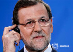 Mariano Rajoy en una rueda de prensa con la canciller alemana, Angela Merkel, en la cancillería en Berlín el 4 de febrero