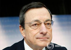 Mario Draghi, en una rueda de prensa en Fráncfort