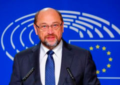 El presidente del Parlamento Europeo, Martin Schulz, durante una rueda de prensa en la sede del Parlamento en Bruselas, Bélgica, el 24 de noviembre de 2016
