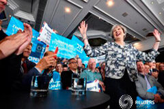 May se juega en elecciones británicas su apuesta por un Brexit más duro May durante un acto de campaña en Solihull, el 8 de junio de 2017