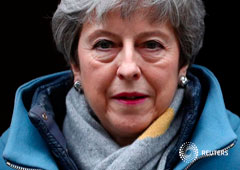 La primera ministra británica, Theresa May, fuera de la residencia del gobierno en Londres. 20 de marzo de 2019