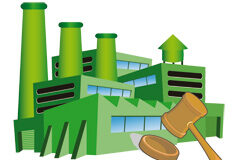 Han condenado penalmente a mi empresa ¿y ahora qué? Dibujo de una empresa y un mazo