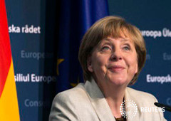 Merkel habla en Bruselasel 23 de abril de 2015