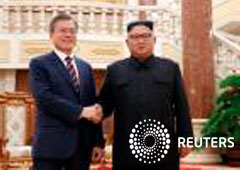 Moon Jae-in y Kim Jong Un