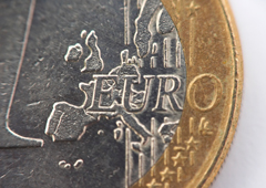parte de una moneda de un euro
