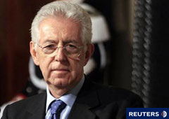 Imagen de Monti tras reunirse con Napolitano el 13 de noviembre en el Palacio del Quirinale en Roma