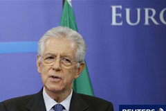 Francia y Alemania mostrarán su apoyo al nuevo líder italiano Monti ofrece una rueda de prensa tras reunirse con el presidente del Consejo Europeo, Herman Van Rompuy