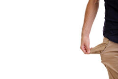 Aspectos tributarios impagados Una persona con el bolsillo vacío