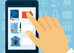 Iconos de derecho en un móvil Iconos de derecho en un móvil