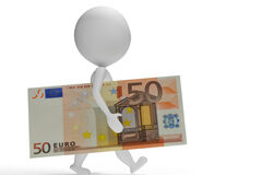 ¿Por qué a los abogados nos cuesta solicitar nuestros honorarios? Un muñequito con un billete de 50 euros