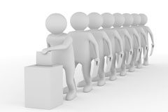 Mes electoral en España, elecciones en Legal Today Muñequitos blancos en fila votando