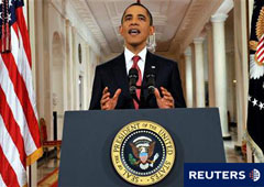 Obama durante un discurso a la nación desde la Casa Blanca, el 25 de julio de 2011.