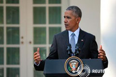 Obama critica a Trump por comentarios de amaño, pide que «deje de lloriquear» Obama durante una comparecencia en Washington, el 18 de octubre de 2016