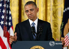 Obama durante una rueda de prensa en la Casa Blanca en Washington el 5 de noviembre de 2014