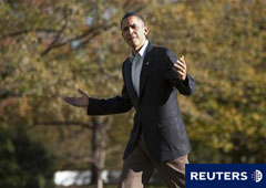 Obama llega a la Casa Blanca, en Washington, el 14 de noviembre de 2010.