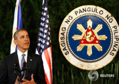 Obama ofrece una rueda de prensa conjunta con el presidente filipino, Benigno Aquino, en Manila, el 28 de abril de 2014