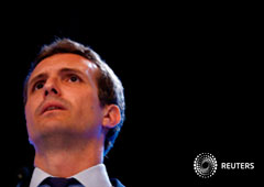 Pablo Casado reacciona tras ser elegido nuevo líder del PP en Madrid, el 21 de julio de 2018 Pablo Casado reacciona tras ser elegido nuevo líder del PP en Madrid, el 21 de julio de 2018
