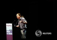 Pablo Iglesias, secretario general de Podemos, en su propio debate del estado de la nación en Madrid el 25 de febrero de 2015