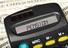 Un calculadora con la palabra pension en la pantalla