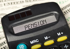 Calculadora con la palabra pensión escrita