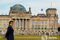 Responsables judiciales españoles y alemanes abordarán el caso Puigdemont El expresidente catalán Carles Puigdemont delante del Bundestag en Berlín, Germany, 23 de mayo, 2018