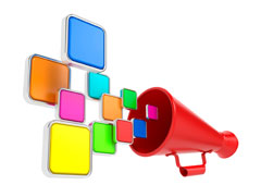 Un altavos y y imágenes de colores alrededo r