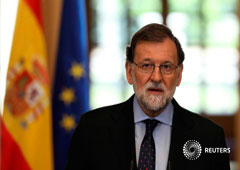 El presidente del gobierno español, Mariano Rajoy, durante una intervención en Moncloa el 4 de mayo de 2018