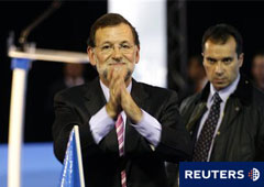 Mariano Rajoy, candidato del PP, en un mítin en Castelldefells