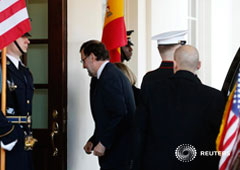 Rajoy durante su anterior visita como presidente español a la Casa Blanca, en Washington, el 13 de enero de 2014
