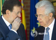 Mariano Rajoy y Monti el 2 de agosto en Moncloa