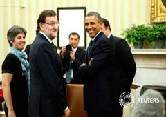 Encuentro entre Rajoy (izq.) y Obama en la Casa Blanca en Washington el 13 de enero