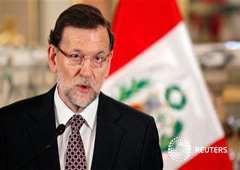 Rajoy durante un acto en Lima, donde está de viaje oficial, el 24 de enero de 2013