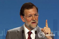 Rajoy pide una actuación europea para contener la prima Imagen de Rajoy durante la rueda de prensa del 28 de mayo, al final de la reunión semanal de su partido.