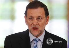 el presidente del Gobierno, Mariano Rajoy, en una rueda de prensa en el Palacio de la Moncloa en Madrid, el 10 de junio de 2012