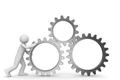 La reforma administrativa: algo más que una reflexión teórica Un muñeco empujando ruedas engranaje