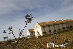 Un pueblo reivindica trofeo al más endeudado de España Unas plantas secas crecen junto a la residencia geriátrica Virgen del Carmen