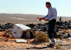 Un egipcio coloca una flor cerca de los restos del avión ruso siniestrado cerca de la ciudad de El Arish , al norte de Egipto, el 1 de noviembre de 2015 Un egipcio coloca una flor cerca de los restos del avión ruso siniestrado cerca de la ciudad de El Arish , al norte de Egipto, el 1 de noviembre de 2015