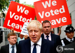 Imagen de archivo de Boris Johnson saliendo hacia su oficina en Londres, Reino Unido. 22 de julio, 2019.