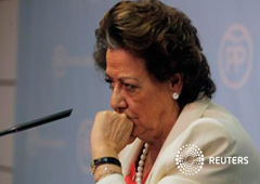 Rita Barberá durante una rueda de prensa en la sede del PP, España, 25 de febrero de 2016
