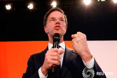 Rutte se anota una gran victoria sobre el ultraderechista Wilders en Holanda Rutte habla a sus seguidores en La Haya el 15 de marzo de 2017