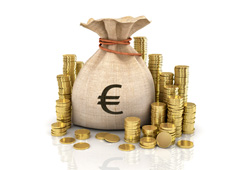 Un saco y monedas de euro