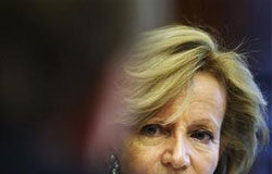 Salgado pide tiempo para ver el alcance de las medidas fiscales Salgado escucha una pregunta sobre las medidas del Gobierno para luchar contra la crisis, en el Congreso de los Diputados en Madrid el 10 de febrero de 2010.