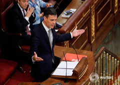 El presidente del Gobierno, Pedro Sánchez, durante un discurso en el Congreso, en Madrid