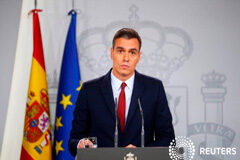 Interior reforzará el despliegue policial en Cataluña antes de las elecciones – Sánchez El presidente en funciones de España, Pedro Sánchez, pronuncia un discurso en el Palacio de la Moncloa de Madrid, España, el 24 de octubre de 2019.