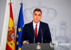 El presidente en funciones de España, Pedro Sánchez, pronuncia un discurso en el Palacio de la Moncloa de Madrid, España, el 24 de octubre de 2019.
