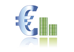 Símbolo del euro y monedas