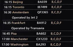 Los sindicatos piden diálogo para poner fin a la huelga de BA un panel de salida de vuelos muestra operadores que que hacen cargo de vuelos de BA en el Aeropuerto de Heathrow, en Londres, el 20 de marzo de 2010.