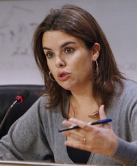 La vicepresidenta del Gobierno español Soraya Sáenz de Santamaría en rueda de prensa en La Moncloa, Madrid, 16 de octubre de 2017